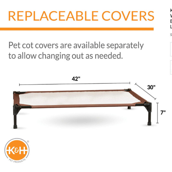 K&H Dog Warming Cot Elevated Dog Bed, Chocolate/Fleece Medium 25 X 32 X 7 Inches - Picture 3 of 10